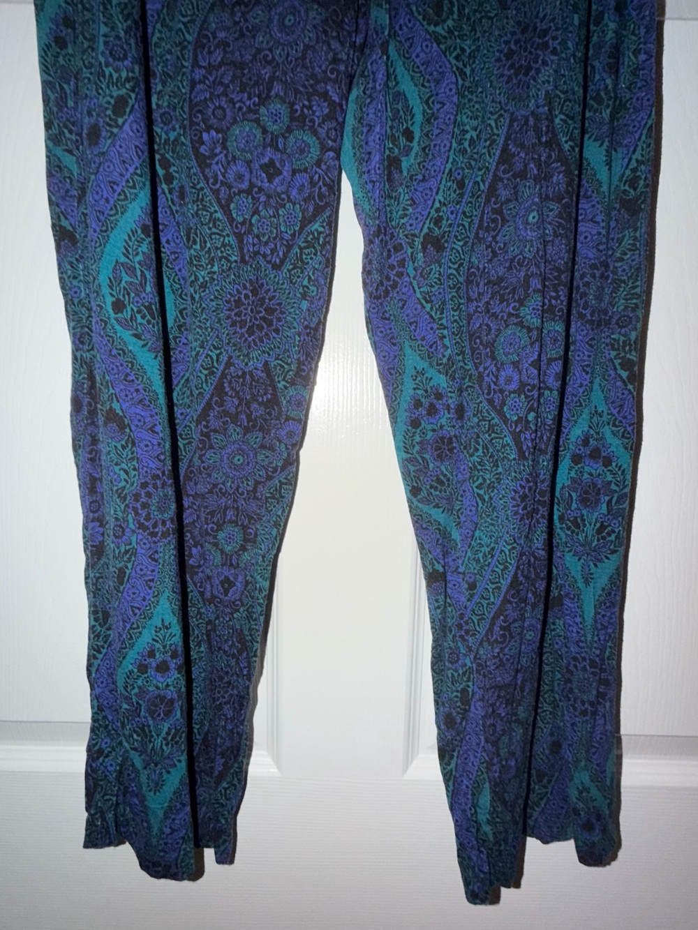 Soma Pajama Lounge Set Large Teal Blue Paisley Tunic Pants - Picture 7 of 10